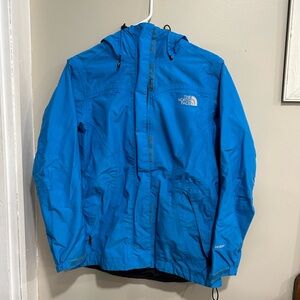 light blue north face jacket